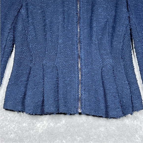 Rebecca Taylor navy blue tweed boucle peplum zip up  blazer - Picture 4 of 8